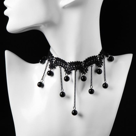 Choker "mistress" round beads, black color, 31 cm