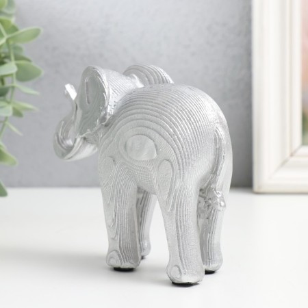 Souvenir Polystone "Silver Elephant, Pattern" 12x5x10 cm-1