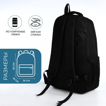 Youth backpack from textiles on lightning, 4 pockets, black/blue color-1