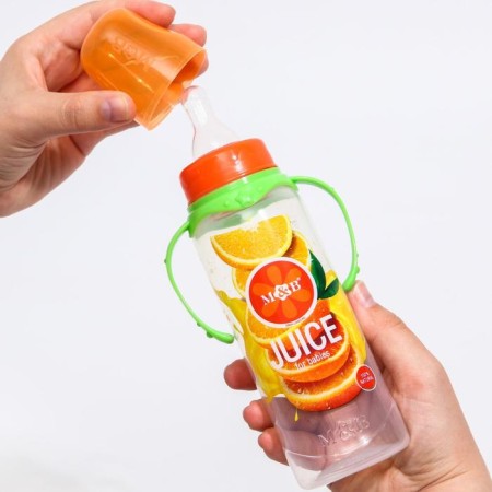 A bottle of feeding "Orange juice", classic throat, 250 ml., 0 months, cylinder, with handles-4