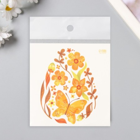 Tattoo on the body color "Egg with yellow patterns" 10x10 cm-3