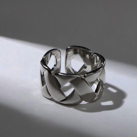 Ring "chain" square links, silver color, dimensionless-2
