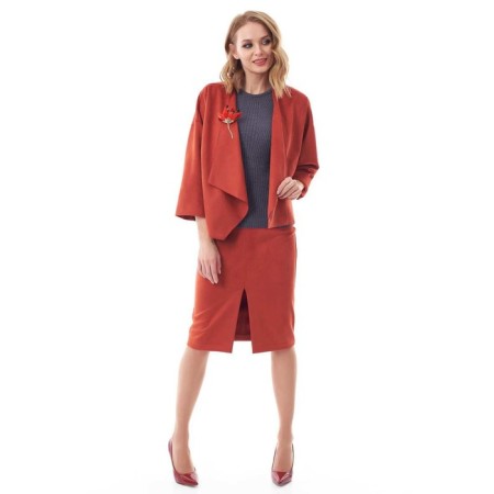 Cardigan female, size 48, Terracot color-11