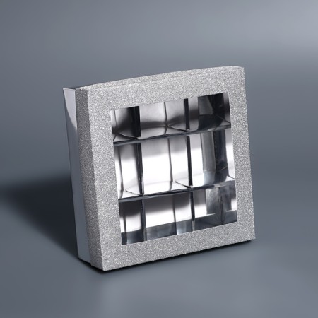 Box for 9 sweets silver glitter, 12.5 x 12.5 x 4 cm. Confectionery packaging-2
