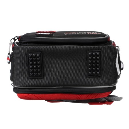 Frame backpack 37 x 28 x 12 cm, Across 194, filling: bag, pencil case, dark gray/red ACR22-194-5-5
