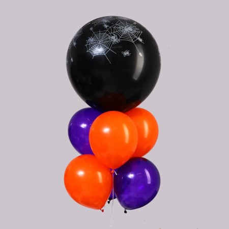 Bouquet of balls "Halloween - web", purple color, orange, set of 7 pcs.