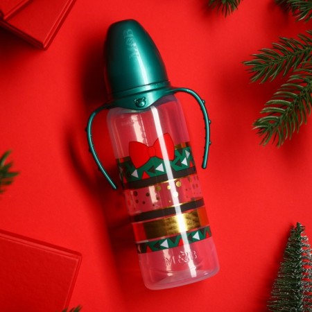 Little Gentleman feeding bottle, New Year's, classic throat, 3 months, 250 ml., Cylinder, with handles-5
