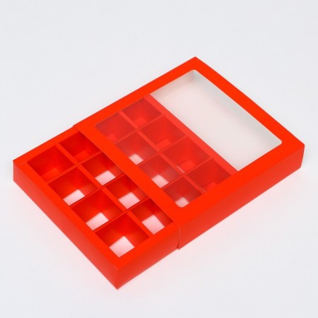 Box for sweets, 16 pcs, red, 17.7 x 17.7 x 3.8 cm-2
