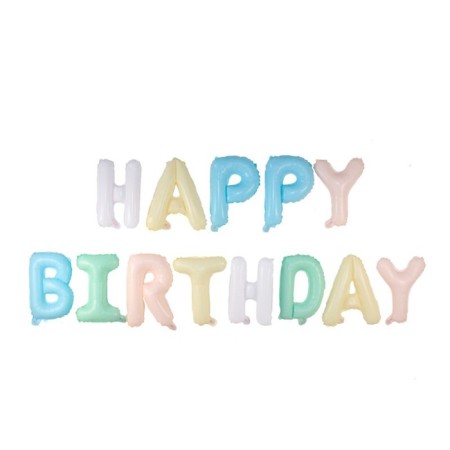 Foil ball 14 "Happy Birthday" inscription, Makarun