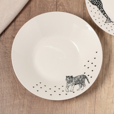 Deep plate ceramic "animals", 20.5 cm, 550 ml, white color-1