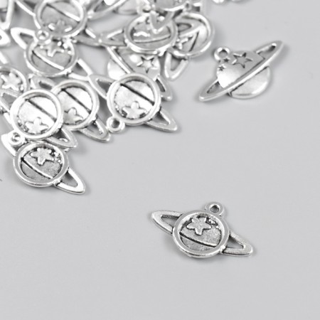 Decor for creativity Metal "Saturn with stars" set of 20 pcs silver 2.1x1.3 cm-1