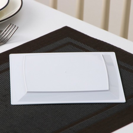 A set of plastic disposable plates, 17.2 × 17.2 cm, square, flat, 6 pcs, white color-3