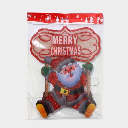 Decorative luminous jewelry (suspension) "Santa Claus on a swing" 36x26.5 cm-7