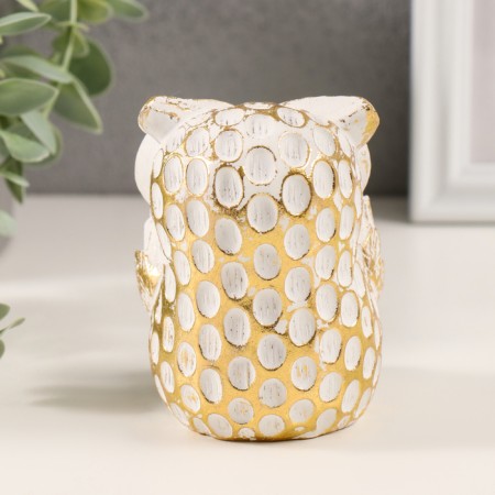 Souvenir Polystone "Council - Hide and Hide Play" White with a golden patina 6.5x7x9 cm-2