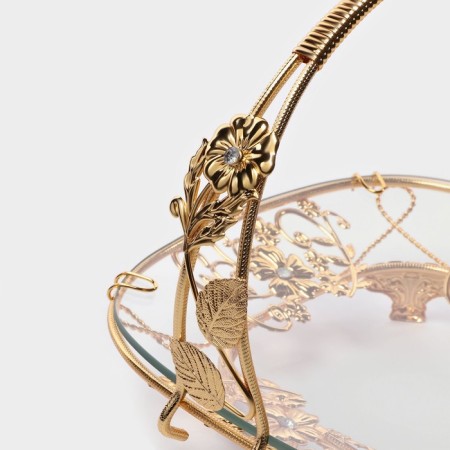 Serving vase "Haigarden", 18.5 × 18.5 × 19 cm, removable handle, gold of gold metal-3