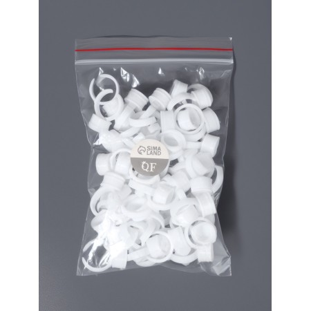 Rings - holes for glue for eyelash extensions, set - 50 pcs, white color-4