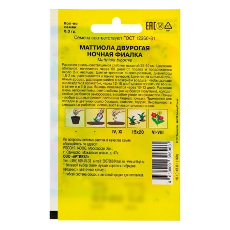 Mattiola flowers of Mattiol Dvorogay "Night violet", o, 0.3 g-1