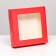 The box is self -assembly, with a window, red, 16 x 16 x 3 cm, set 5 pcs.