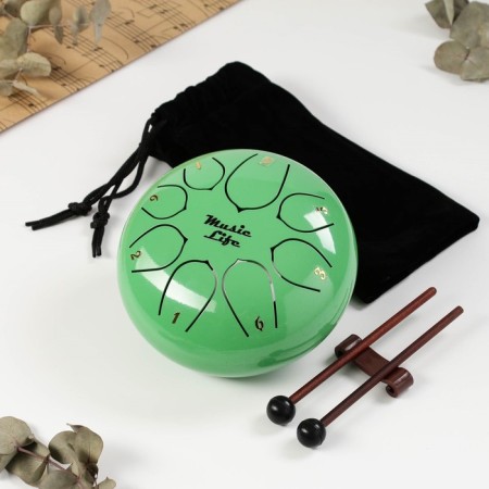 Musical instrument glucophone, green, 8 petals, 15 x 9 cm