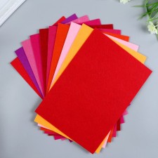 A set of felt (hard) 1 mm 20x30 cm 10 sheets. Red assorted