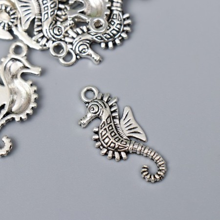 Decor Metal for creativity "Sea Horse" silver G142B709 2.9x1.2 cm