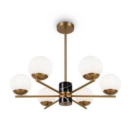 Suspended lamp Freya Fr5230PL-06BS Marble, 670x670x560 mm, E27, 6x60W, brass color-4