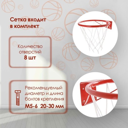 Корзина баскетбольная №1, d=250 мм, с упором и сеткой-1