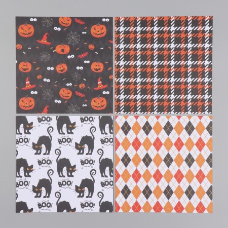 A set of scrapbooking paper 12 sheets 12 Halloween designs 160 grams 15.2x15.2 cm-4