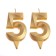 Candle in the cake jubilee "line" (set 2 in 1), number 55, gold metallic, 6.5 cm