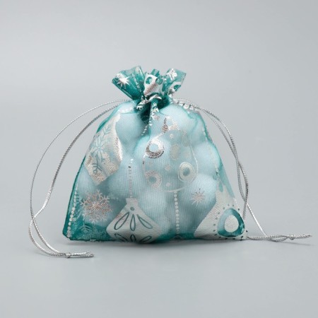 Bag Gift Organza "Toys on the Christmas tree", 10 x 12 cm +/- 1.5 cm, New Year-1
