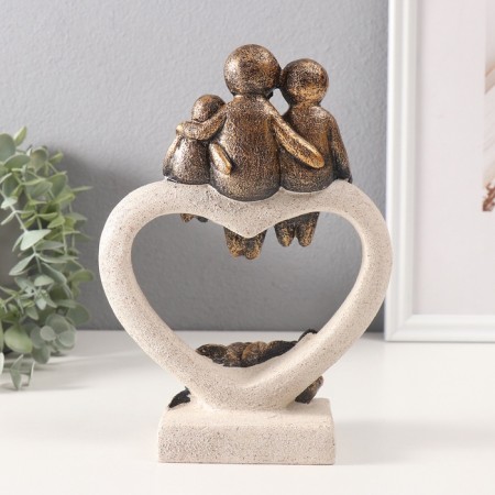 Souvenir Polystone "Family on a Stone Heart with Roses" under bronze 7.8x15.3x21 cm-2