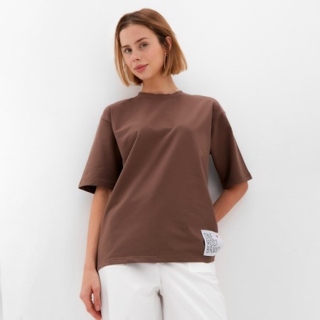 T -shirt female plain Minaku: One Most Brand Brown color, size 42