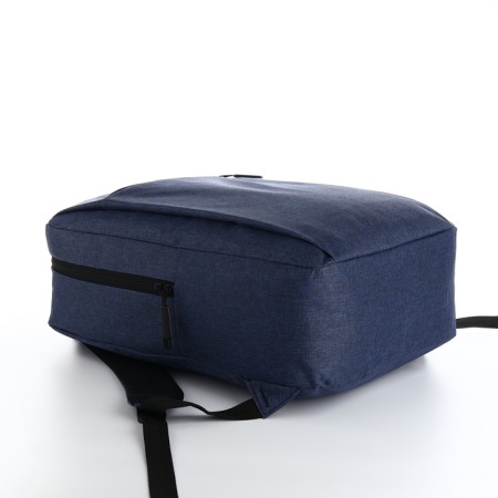 Youth backpack from textiles, external pocket, blue color-4