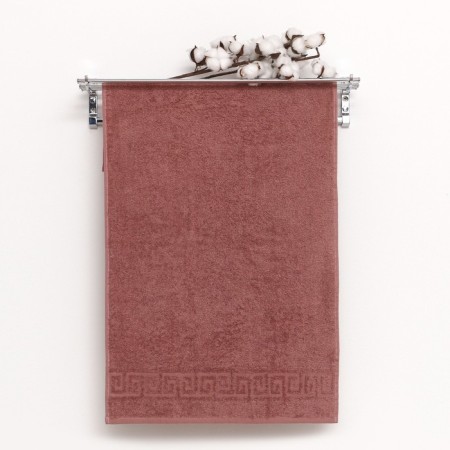Terry towel with a border 70x140 cm, a wilted rose color, cotton 100%, 430g/m2