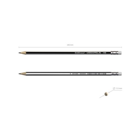 Chernographic pencil with Erich Krause "Megapolis", HB, Grifel D = 2.2 mm, wood, hexagonal in a tube, black case-5