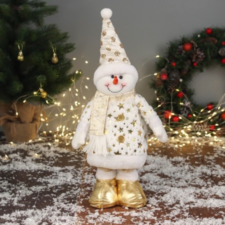 Soft toy "Snowman Stars" (59x21 cm extended legs) 40x21 cm, golden white