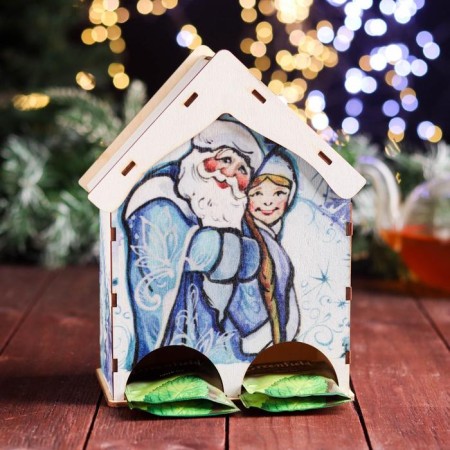 Tea house for two rows "Santa Claus and Snow Maiden" 15.5 × 9.6 × 20 cm