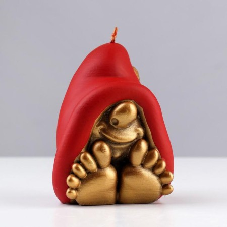 Decorative candle "Dwarf with legs", 9x7.1x7.3 cm, gold-4