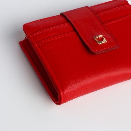 Women's wallet on the button, red color-2