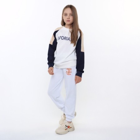 Sweatshirt for girls, white-blue color, height 122-128 cm-1