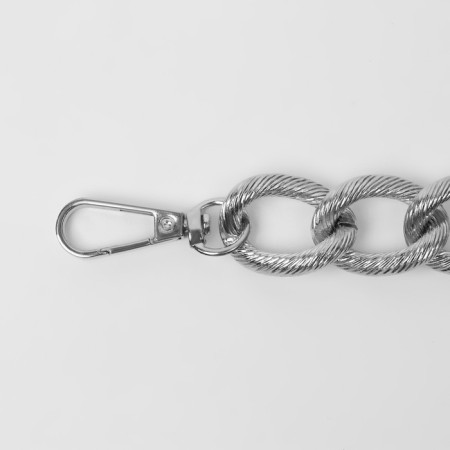 A chain for a bag, with carbines, metal, ribbed, 27 × 20 mm, 30 cm, silver color-1