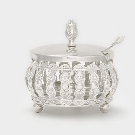 Metal Sugar "openwork" with a spoon, 200 ml, 10 × 10 cm