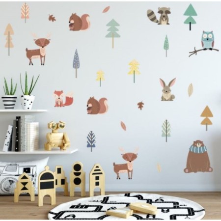 Sticker Plastic Interior color "Forest with animals" 36x58 cm