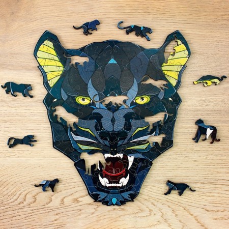 Wooden, curly puzzle EWA "Black Panther", 42x38 cm-6