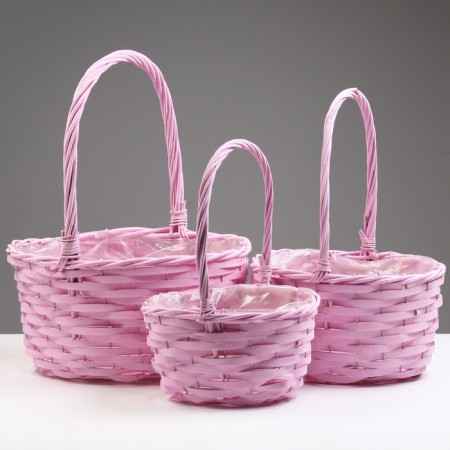 Camping set, 31x16/40 cm, 25x14/35 cm, 21x12/30 cm, 3 pcs, pink, willow