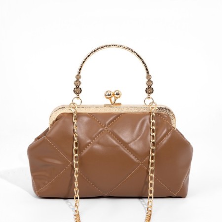 Clamp bag on the farmar, brown color
