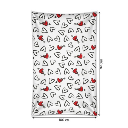 Decorative panel with photo printing "Black and white hearts", vertical, size 100x150 cm-1