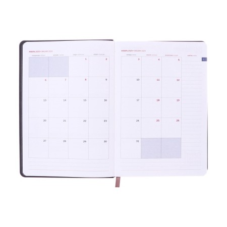 Dated diary 2025, A5, 176 sheets, Hong Kong, solid cover, pancake embossing, with liesse, block 80 g/m2, graphite-9