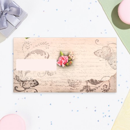 Money envelope "Happy Birthday!" butterfly in flowers, 18.5 x 8.5 cm-2