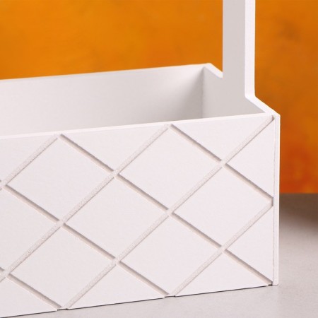 Wooden Kashpo "Hellas large, mesh", with a pen, white, 25 × 12.5 × 10 (25) cm-4